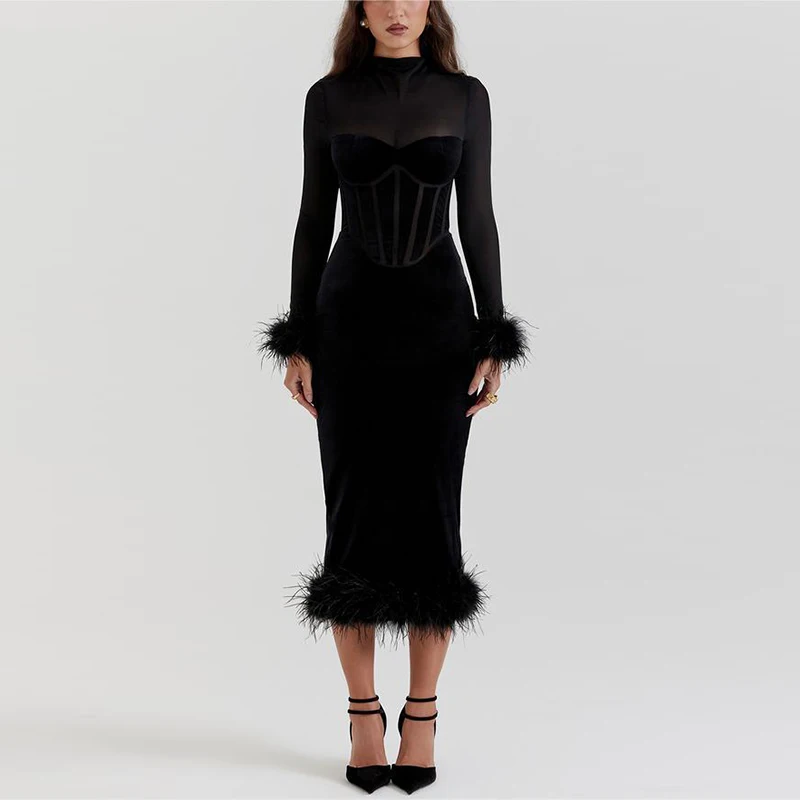 Zoe | Feather Midi Dress