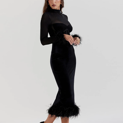 Zoe | Feather Midi Dress